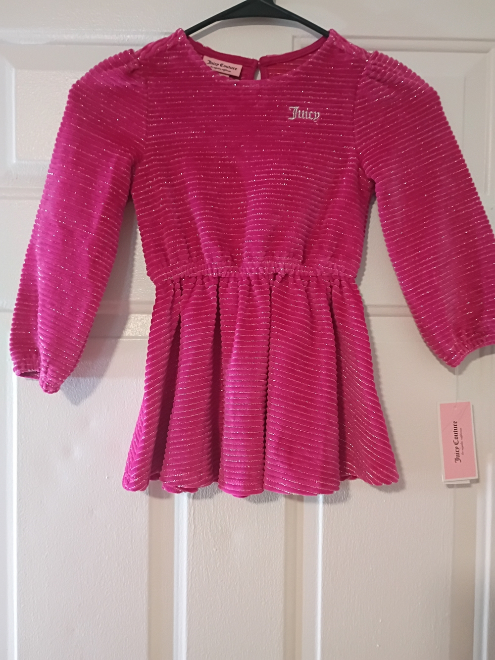 Juicy Couture Hot Pink Glitter Ribbed Dress